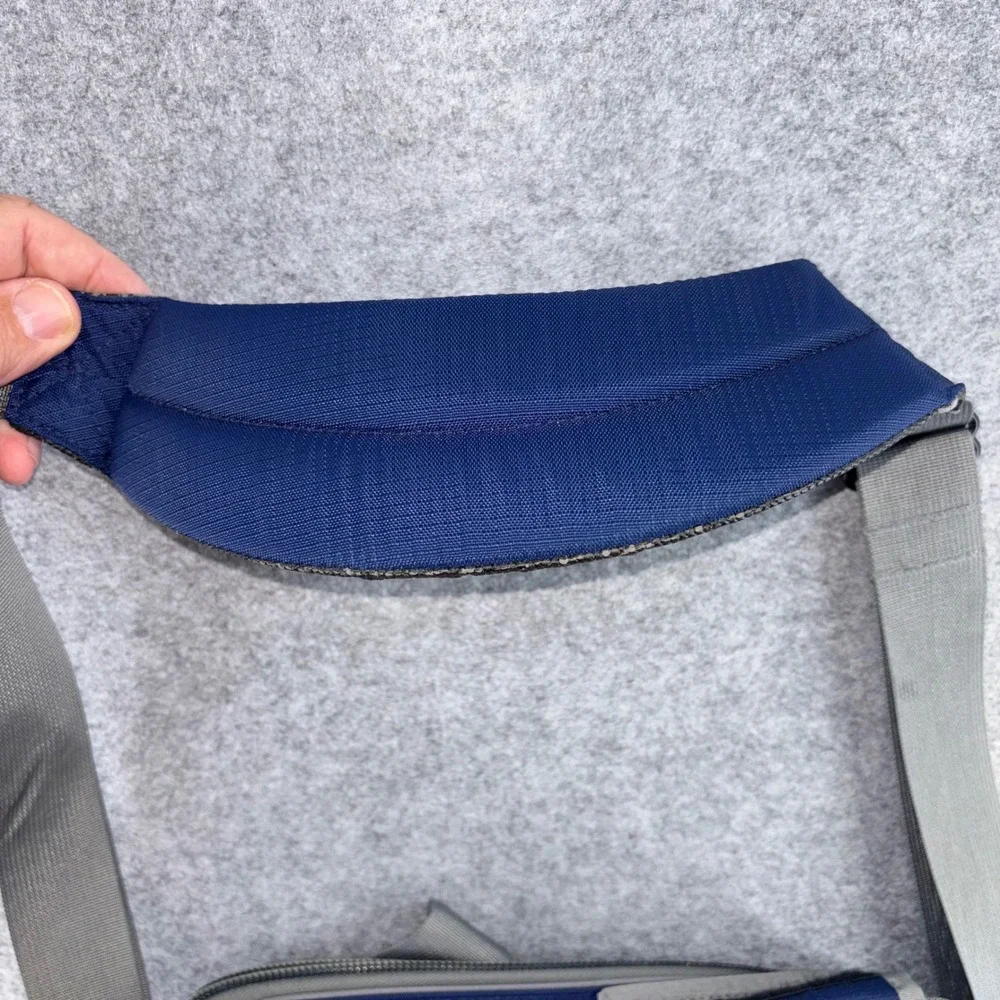 LL Bean Navy Blue Gray Ripstop Nylon Crossbody Shoulder Bag Utility Travel Tote